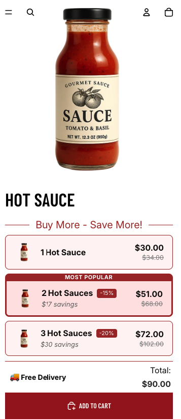 Mobile view of quantity break bundles with product images optimized for small screens
